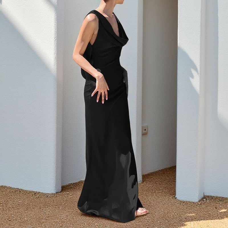 Elegantes Abendkleid mit tiefem Wasserfallausschnitt
